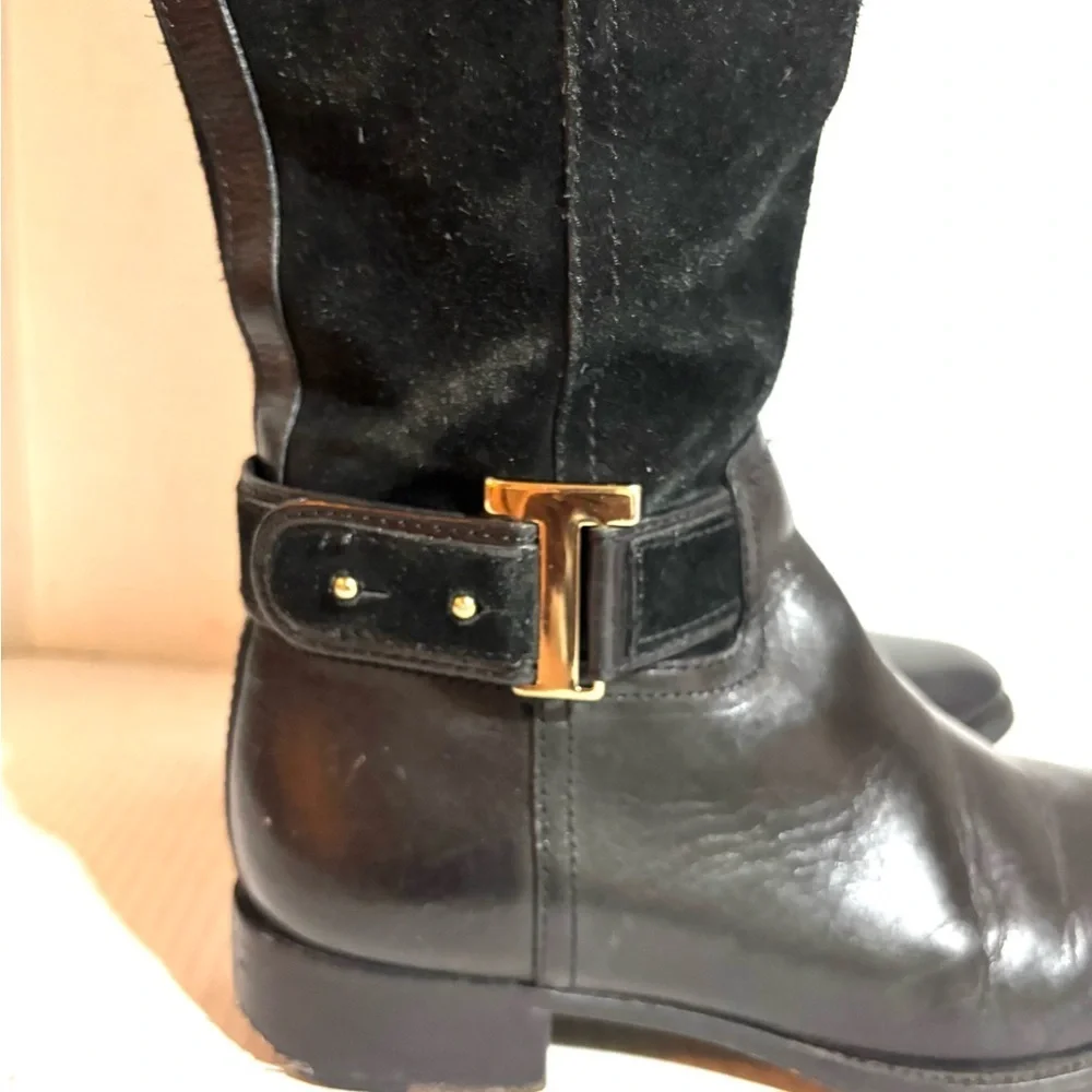Tory Burch vintage Elegant Black Leather/ suede Riding Boots